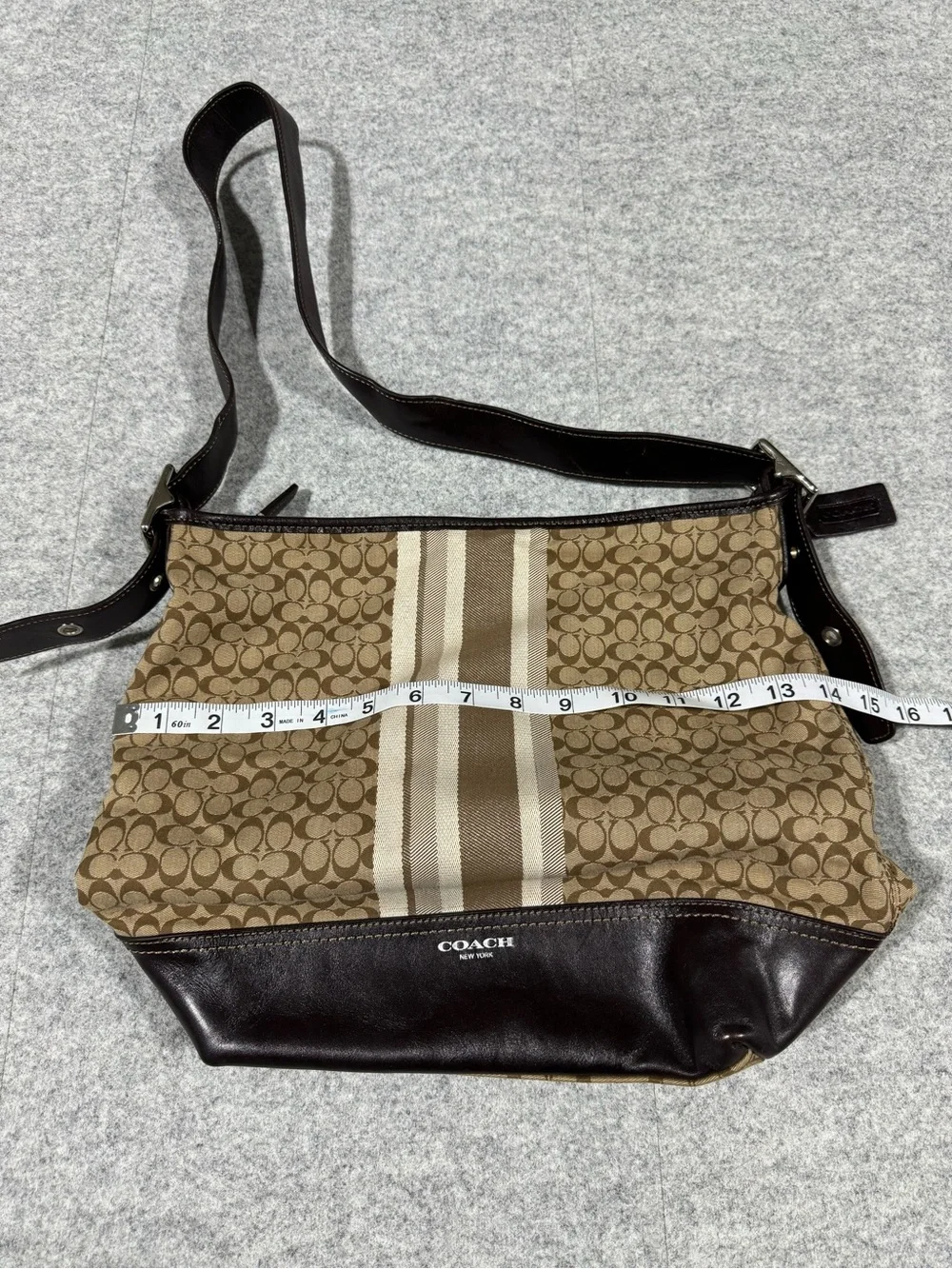 Genuine Coach Legacy Signature Duffle Shoulder Handbag L1371-29621E Tan/Brown